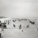 DAYTONA BEACH FLORDIA FUN 1906 PHOTO HORSES WAGONS OCEAN WAVES SAND BICYCLES