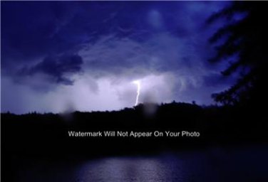 Lightning Strike Photo Gift Idea Calm Waters Lake Clouds Wall Art Lobby Picture