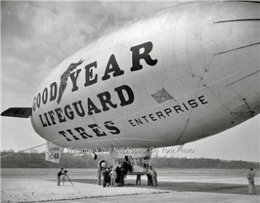 The Goodyear Blimp Enterprise Vintage lifeguard tires Advertising Photo Airships