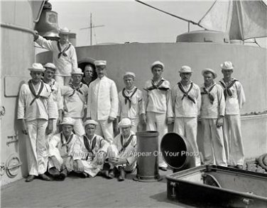 American Naval Power USS New York Heavy Cruiser Ship Crew 8 Inch Guns Photo
