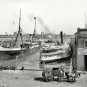 RARE NEW YORK CITY PIER 13 PADDLE WHEEL RIVER BOAT VENDOR HORSE WAGON PHOTO 1905