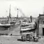 RARE NEW YORK CITY PIER 13 PADDLE WHEEL RIVER BOAT VENDOR HORSE WAGON PHOTO 1905