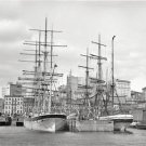 CLASSIC WOODEN MAST SHIPS ON NEW YORK EAST RIVER 1900 PHOTO NAUTICAL THEME