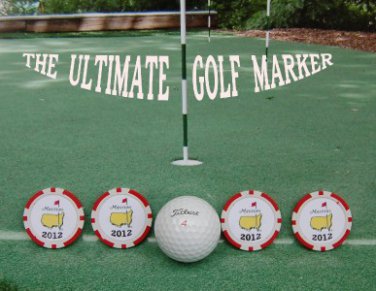 THE MASTERS 2012 RED POKER CHIP GOLF BALL MARKER COLLECTABLE SET 4 ACCESSORIES