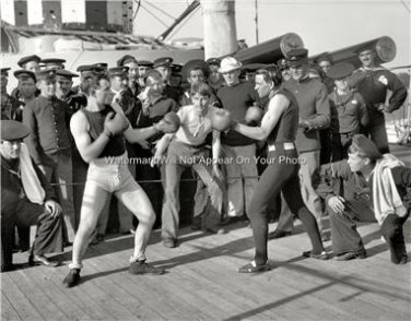 USS New York Navy Ship Sailors Santiago Campaign Military Boxing Fight Photo
