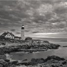 Portland Maine CloudsOcean Lighthouse Nostalgic Nautical Wall Art Picture Photo