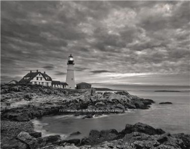 Portland Maine CloudsOcean Lighthouse Nostalgic Nautical Wall Art Picture Photo