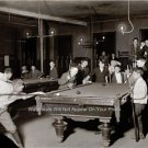 Young Boys Men Shooting Pool Halls Table Billiards Games Vintage Gas Light Photo