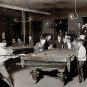 Young Boys Men Shooting Pool Halls Table Billiards Games Vintage Gas Light Photo