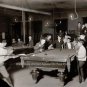 Young Boys Men Shooting Pool Halls Table Billiards Games Vintage Gas Light Photo
