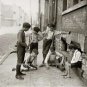 Young Boys Kids Playing Marbles Sidewalk Games Vintage Early Americana Art Photo