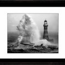 Framed Lighthouse in Storm beautiful B & W Ocean photo