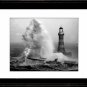 Framed Lighthouse in Storm beautiful B & W Ocean photo