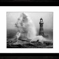 Framed Lighthouse in Storm beautiful B & W Ocean photo