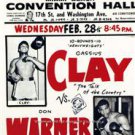 RARE CASSIUS CLAY DON WARNER WORLD HEAVYWEIGHT BOXING FIGHT COLOR POSTER PHOTO