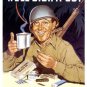 AMERICAN WWII WAR BOND POSTER ARMY INFANTY G.I. SOLDER  K RATIONS COFFEE PHOTO