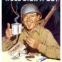 AMERICAN WWII WAR BOND POSTER ARMY INFANTY G.I. SOLDER  K RATIONS COFFEE PHOTO