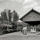 Vintage Catskill Mountains Train Station Steamengine Railroad Cars Photo 1902