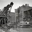 EARLY AMERICANA CHICAGOS FAMOUS JACK KNIFE BRIDGE PHOTO 1910 SHIP WATERWAY