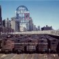 Vintage Trains Railroads Chicago Yard Depot Transportation Pabst Beer Sign Photo