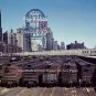 Vintage Trains Railroads Chicago Yard Depot Transportation Pabst Beer Sign Photo