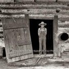 Tobacco Curing Barn North Carolina Young Farm Boy Straw Hat Bare Foot Bibs Photo