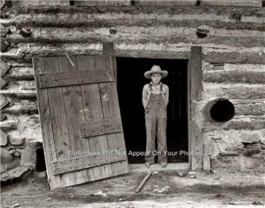 Tobacco Curing Barn North Carolina Young Farm Boy Straw Hat Bare Foot Bibs Photo