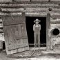 Tobacco Curing Barn North Carolina Young Farm Boy Straw Hat Bare Foot Bibs Photo