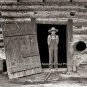 Tobacco Curing Barn North Carolina Young Farm Boy Straw Hat Bare Foot Bibs Photo