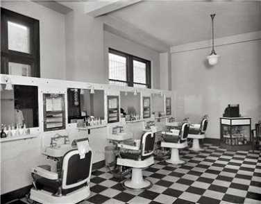 Old Washington D.C.1925 Antique Barber Shop Photo Hair Cuts Hot Shave Razor Pole