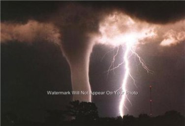 TORNADO FUNNEL LIGHTNING STRIKE ABSOLUTELY AMAZING LARGE 13 X 19 COLOR PHOTO