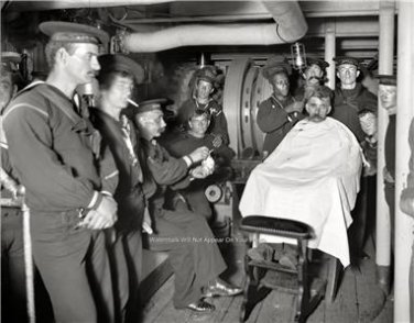 Uss Brooklyn Navy Ship Sailors Barber Shop1898 Photo Hair Cut Hot Shave Military