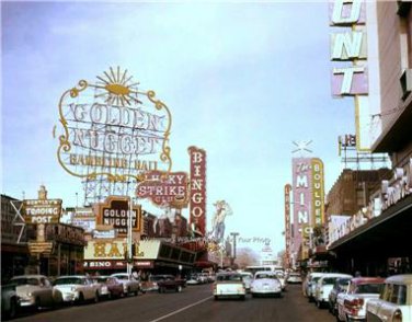 OLD LAS VEGAS STRIP ROULETTE WHEELS GAMBLING CASINOS TEXAS HOLD EM SLOTS PHOTO