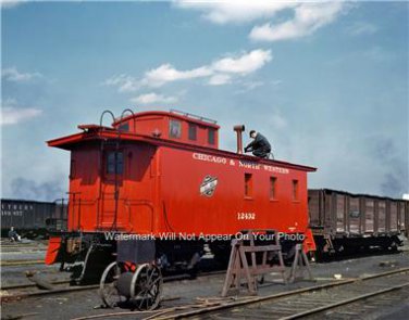 Vintage Trains Railroads Caboose Chicago North Western Transportation 1943 Photo