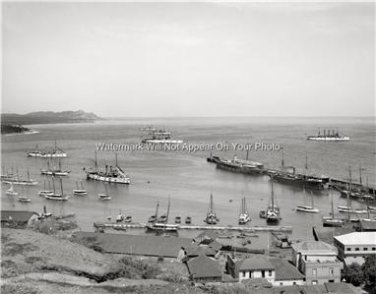 Vintage U.S. American Naval fleet at La Guaira USS Brooklyn Texas Cruisers Photo