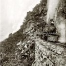 Mountain Cliff Mexican Train Steam Locomotive Engine Railroad Wall Art Photo