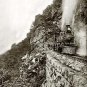 Mountain Cliff Mexican Train Steam Locomotive Engine Railroad Wall Art Photo