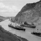 The Panama Canal Gaillard Cut U.S. American Navy Ship SS Kentuckian 1915 Photo