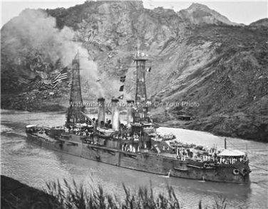 The Panama Canal U.S. American Naval Maine Class Battleship USS Ohio 1915 Photo