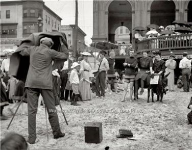 ATLANTIC CITY NEW JERSEY 1912 BLACK & WHITE PHOTO BEACH BOARDWALK SWIMWEAR
