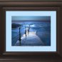 WOOD FRAMED PHOTO PIER BLUE OCEAN WATER SOOTHING WAVES NAUTICAL SEAWALL BULKHEAD