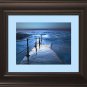 WOOD FRAMED PHOTO PIER BLUE OCEAN WATER SOOTHING WAVES NAUTICAL SEAWALL BULKHEAD