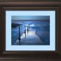 WOOD FRAMED PHOTO PIER BLUE OCEAN WATER SOOTHING WAVES NAUTICAL SEAWALL BULKHEAD