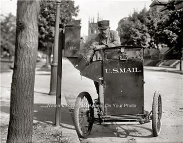 Rare Parcel Post Office Department U.S. Mail Man Postal Motorcycle Vehicle Photo