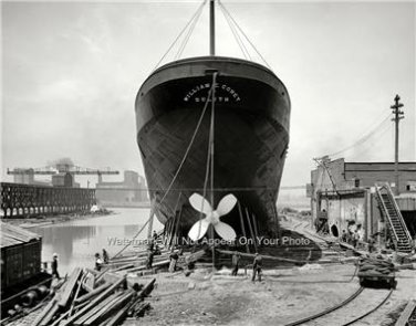 DRY DOCK STEAMBOATS WILLIAM E. COREY PHOTO 1905 VINTAGE CHICAGO SHIPS AMERICANA