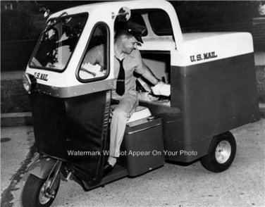 THREE WHEEL MAIL TRUCK VEHICLE PHOTO U.S. MAIL POSTAL CARRIERS MAILMAN POSTMAN