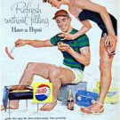 PHOTO PEPSI COLA AD 1956 BEACH COOKOUTS SODA POP BOTTLES SOFT DRINKS NOSTALGIC