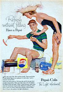 PHOTO PEPSI COLA AD 1956 BEACH COOKOUTS SODA POP BOTTLES SOFT DRINKS NOSTALGIC