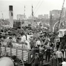 NOSTALGIC EARLY AMERICANA SHIP AND DOCK WORKERS HORSE WAGONS PHOTO NEW YORK 1906