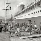 Great Lakes Michigan Steamer Ship 1905 Photo Copper Long Shoreman Dock Workers